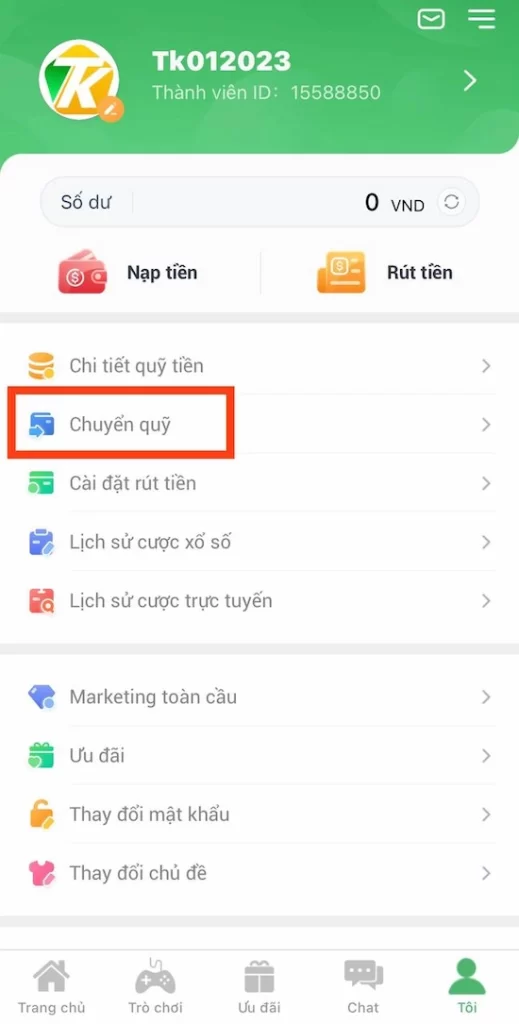 Chuyển Quỹ Số Dư