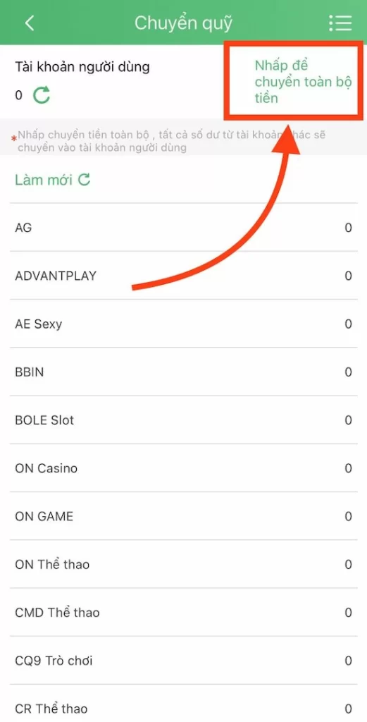 Chuyển Quỹ Số Dư