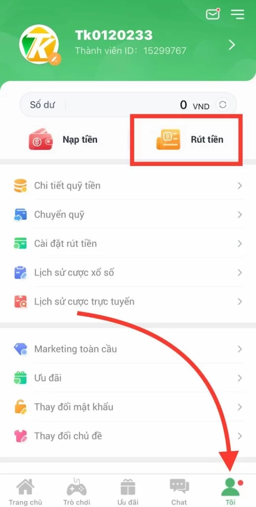 Thực Hiện Rút Tiền TK88 An Toàn Về Tài Khoản Ngân Hàng